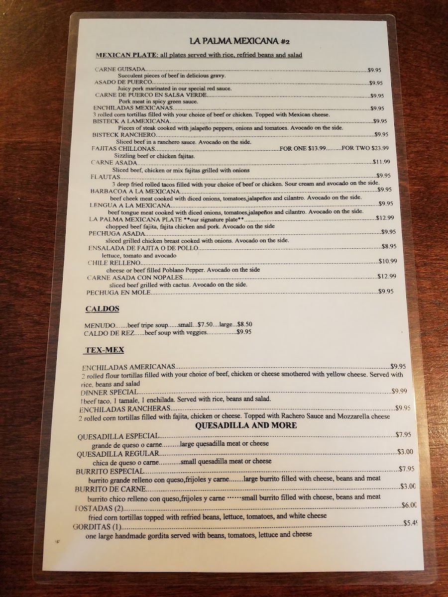 La Palma Mexicana Menu - Image 2